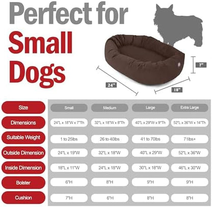 Majestic Pet 24 Inch Suede Calming Dog Bed Washable – Cozy Soft Round Dog Bed w/Spine Support for Dogs to Rest Head - Fluffy Donut Dog Bed 24x19x7 (Inch) - Round Pet Bed Small – Chocolate (2025)