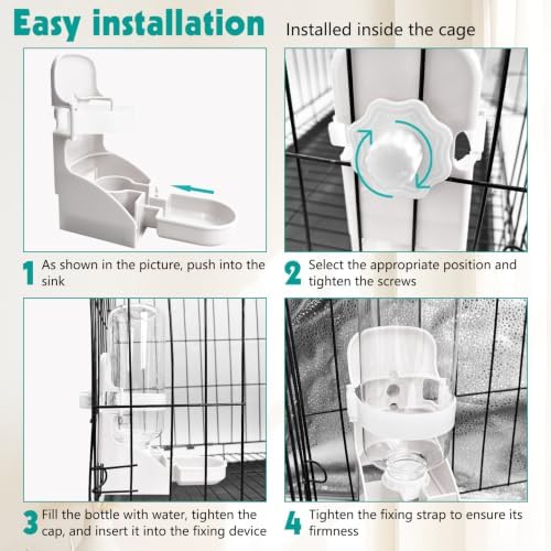 kathson 2PCS Rabbit Water Bottle, 17oz Hanging Water Fountain Automatic Dispenser No Leak WaterFeeder for Bunny Chinchilla Guinea Pig Hedgehog Ferret