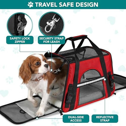 PetAmi Airline Approved Pet Carrier for Cats & Small Dogs, Large, Red