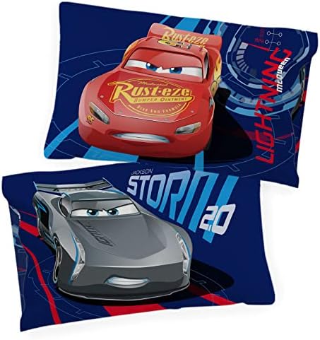 Jay Franco Disney Pixar Cars Lightning Speed 1 Single Reversible Pillowcase Featuring Lightning McQueen & Jackson Storm - Double-Sided Kids Super Soft Bedding