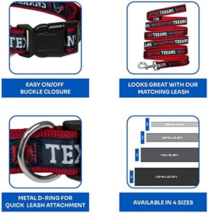 NFL PET Collar Houston Texans Dog Collar, Medium Football Team Collar for Dogs & Cats. A Shiny & Colorful Cat Collar & Dog Collar Licensed by The NFL