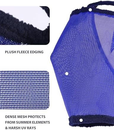 Harrison Howard All Round Mesh Horse Fly Mask UV Protective with Fleece Padded Edging Deep Navy M