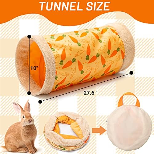 Rabbit Hideout Tunnel, Soft Fleece Foldable Bunny Tube Nest Indoor