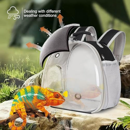 Portable Travel pet Backpack Carrier with Self Warming Pet Bed Set, Guinea Pig Carrier for 2,Reptile Travel Carrier for Lizards Sugar Glider Hedgehog Rat Parrot Birds Breathable Hangbag