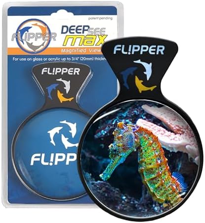 Flipper DeepSee 5" Magnetic Aquarium Viewer – Optical-Grade Magnifying Lens for Glass & Acrylic Tanks up to 5/8" Thick – Hands-Free Underwater Viewing for Fish, Corals & Aquarium Photography – Black