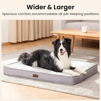 OhGeni Orthopedic Waterproof Med Large Dog Bed, Memory Foam, 36 inch(Gray)