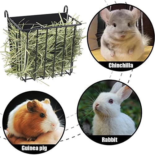 2PCS Rabbit Hay Feeder Guinea Pig Hay Feeder with Heavy-Duty Metal Frame Rabbit Hay Holder for Cage - Bunny Hay Feeder,for Rabbits Guinea Pigs Bunny Chinchillas