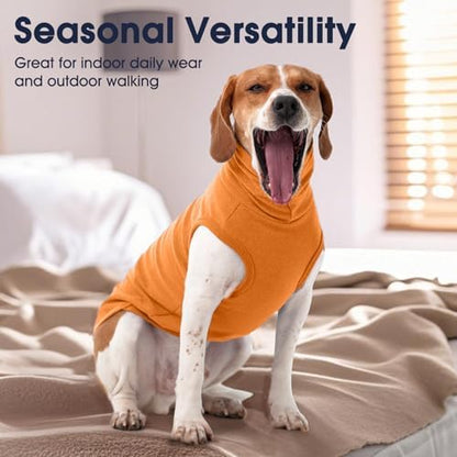IECOii 4XL Dog Sweater - Stretch Fleece Sweater with Turtleneck,Orange