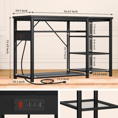 GRLEAF 40-50 Gallon Aquarium Stand with Power Outlet, Black Fish Tank Stand