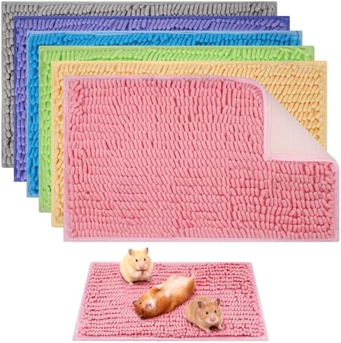 6 Pcs Guinea Pig Cage Liner, 20x12 Inch Washable Fleece Bedding Mat