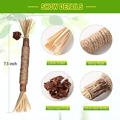 Silvervine Sticks Cat Chew Toys for Indoor Cats Dental Care Teeth Cleaning, Natural Kitten & Cat Teething Toys for Health, Cat Chew Stick Treat Edible Suitable for All Breeds of Aggressive Chewers Cat