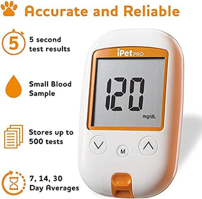 iPet PRO Blood Glucose Test Strips, 50 Count, Designed for Dogs and Cats