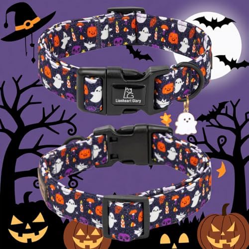 Lionheart glory Dog Collars Fall Halloween Pumpkin Collar Dog Heavy Comfortable Adjustable Dog Collar for Small Collar Dogs Girls or Boys Dog Collar Cute Pet Gift