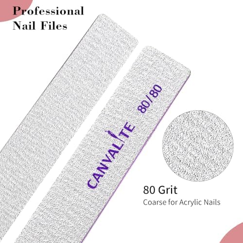 Canvalite 25 PCS Nail File Professional Nail Files Reusable Double Sided Emery Board(80/80 Grit) Nail Styling Tools for Home and Salon Use