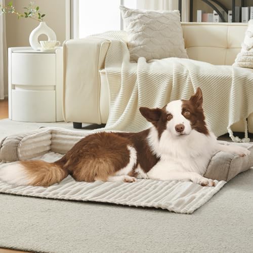 WINDRACING Luxury Dog Couch Bed, Washable Calming Dog Couch Cover, Couch Protector for Dogs, Waterproof Sofa Bed, Pet Bed Mats for Sofa, Pet Sofa Covers (Beige X-Large 45x37x5.5 inch