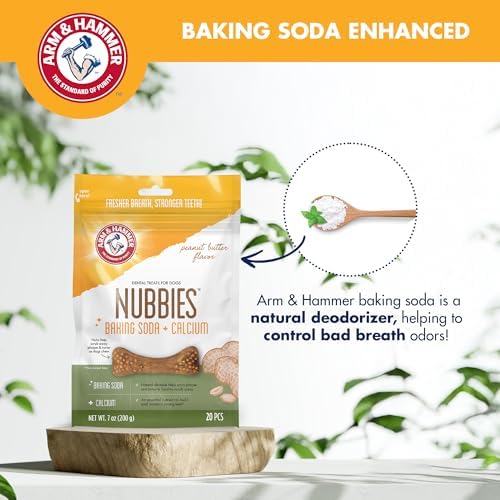 Arm & Hammer Nubbies Dental Treats for Dogs, Peanut Butter, 20 Count, 24-Pk