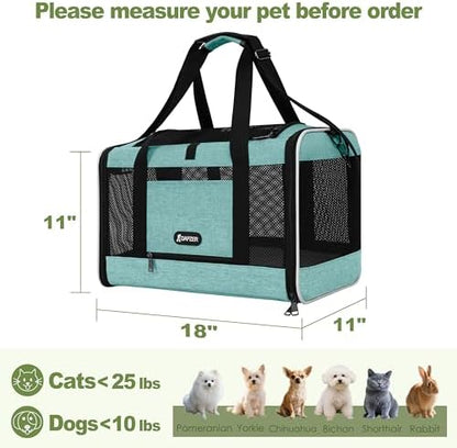 GAPZER Cat Carrier 18"x11"x11" TSA Approved Ventilated Pet Air Travel Cage