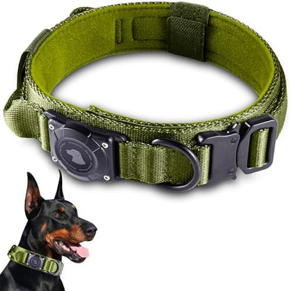 2026 Upgrade Waterproof Tactical AirTag Dog Collar, Built in AirTag Holder