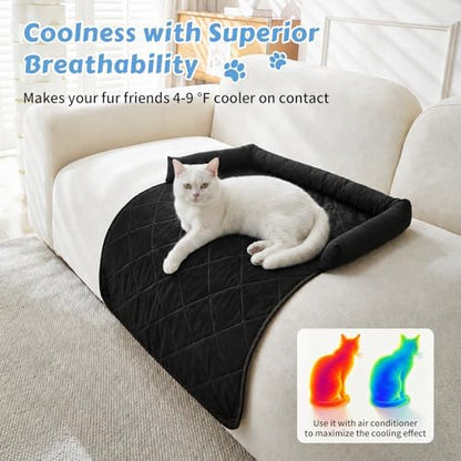 Cooling Dog Bed Mats with Neck & Head Support, 31.5 x 23.62 inch Black
