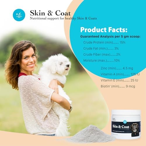 Skin and Coat Supplement Powder for Small Dogs- Anti Allergy Treatment and Itching Relief- with Vitamins A, E and Biotin - Care Products and Shedding Control Supplements for Itchy Pets