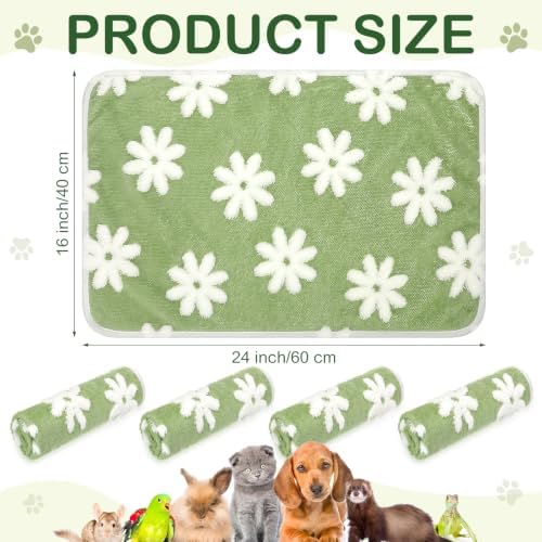 Reginary 4 Pcs Guinea Pig Fleece Cage Liners, White Flower, 24 x 16 Inch