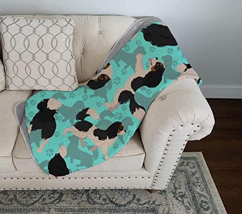 Caroline's Treasures MLM1066LQB Tricolor Cavalier Spaniel Quilted Blanket 50x60 Artwork Pattern Quilted Throw Blanket for Bed, Couch, Sofa, Soft and Lightweight