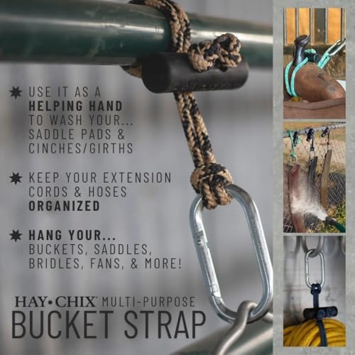 hay chix 14-Inch Horse Bucket Strap | Adjustable Stall Hanger, R. Turquoise
