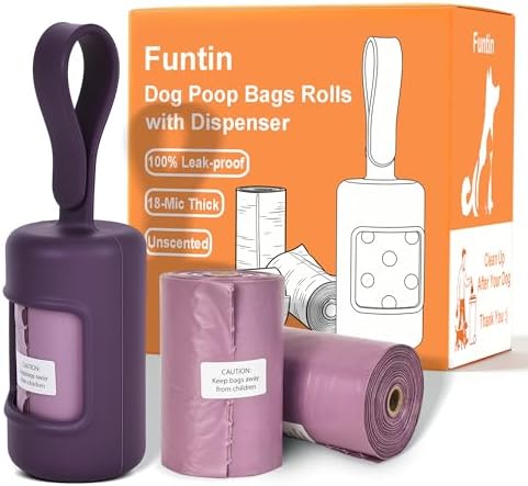 Funtin Dog Poop Bags, 60ct Extra Thick 1.8mil Unscented Waste Bag Rolls