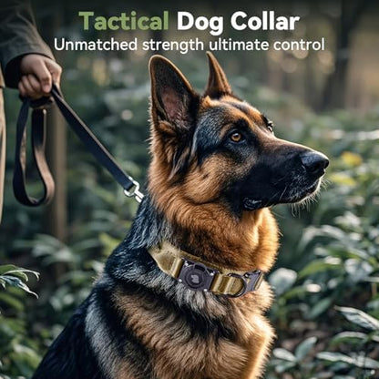 2026 Upgrade Waterproof Tactical AirTag Dog Collar, Built in AirTag Holder