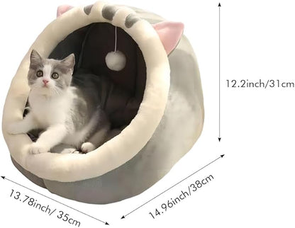 PUXING Cat Bed for Indoor Cats Cat Cave Bed Cat House Cat Tent Hideaway Pod for Indoor Cats Felt Kitten Beds Covered Cat House for Ultimate Cozy Comfort(Size:M)
