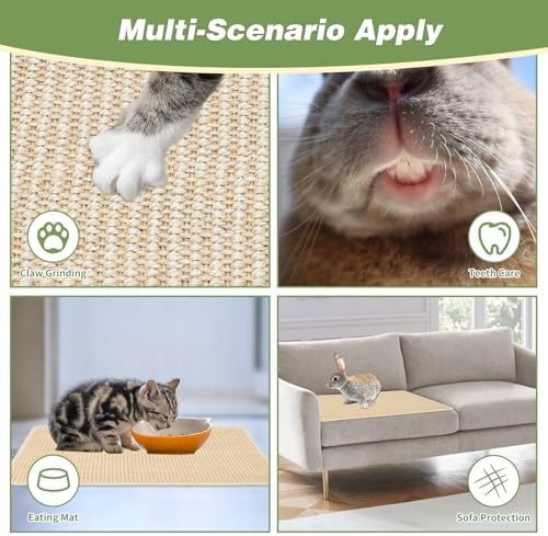 FHTONGE 2 Pcs Sisal Rabbit Scratching Mats for Cage Bedding Summer Cooling