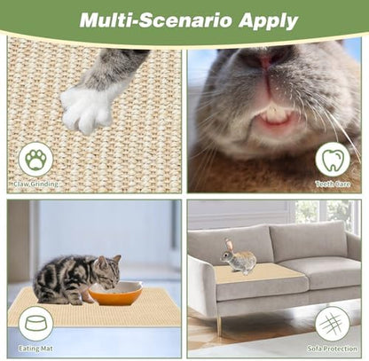 FHTONGE 2 Pcs Sisal Rabbit Scratching Mats for Cage Bedding Summer Cooling