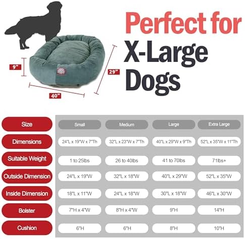 Majestic Pet Micro Velvet Dog Bed, 52 Inch X-Large, Round, Washable, Azure