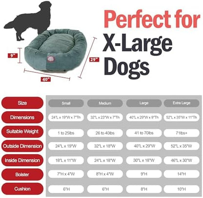 Majestic Pet Micro Velvet Dog Bed, 52 Inch X-Large, Round, Washable, Azure