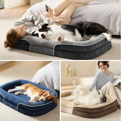 Bedsure XL 360°Oval Bolster Orthopedic Dog Beds Large Sized Dog,42" Brown