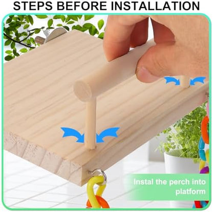Kyouki Bird Perch Bird Cage Accessories Platform Swing - for Parrot,Parakeet,Budgies, Cockatiels, Lovebirds, Pacific Parrotlets,Chinchilla, Hamster - Sturdy Play Gym Exercise Stand