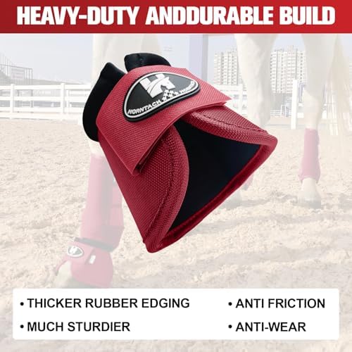 Horse Bell Boots for Outdoor Sports(Crimson Red, XL)