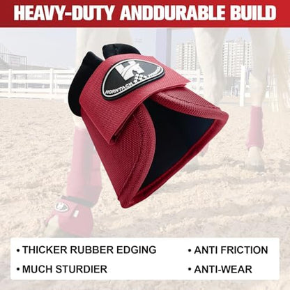Horse Bell Boots for Outdoor Sports(Crimson Red, XL)