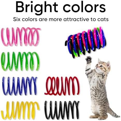 Cat Toys for Indoor Cats, 24 Pack Interactive Cat Spring Toys, 6Colors