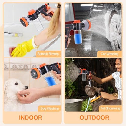 Dog Shower Attachment with 8.2Ft Long Shower Hose & Metal 3-Way Diverter