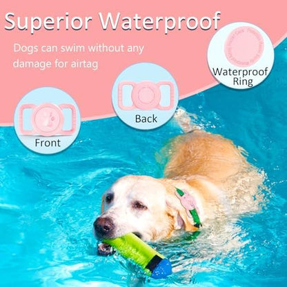 Waterproof Silicone AirTag Holder for Dog Collar, Pink