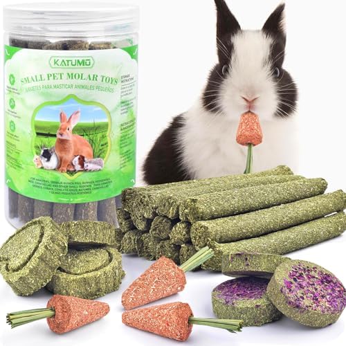 KATUMO Rabbit Chew Toys, Bunny Treats Natural Timothy Hay Sticks