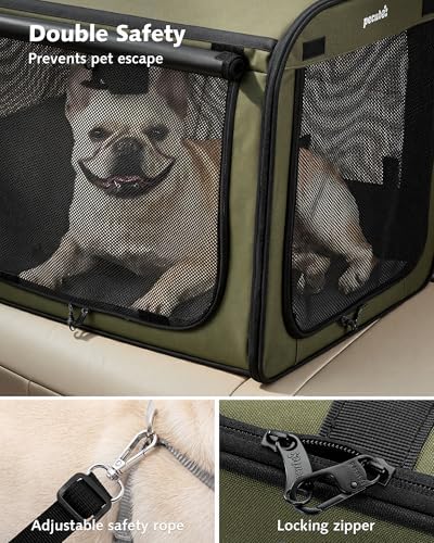 Dog Car Carrier Light Weight 24×17.7×20.5in, Foldable Dog Carrier, Green