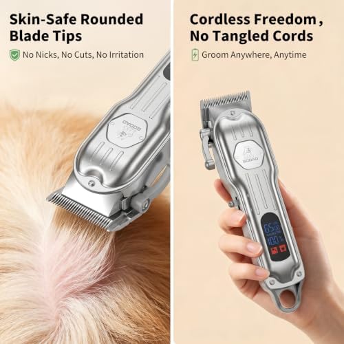 Dog Cordless Grooming Kit Low Noise for Heavy Thick Hair&Coats
