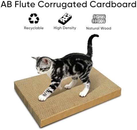 Cat Scratcher 4-Pack, Large Cardboard Pads for Indoor Cats