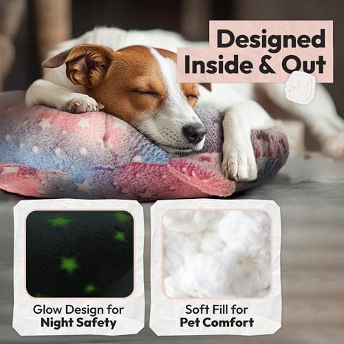 Calming Dog Pillow, Glow in The Dark, Soft Question Mark Shape for Dogs, Kids, Adults - Washable, Cozy Body Pillow Bed Gift (L Pink)