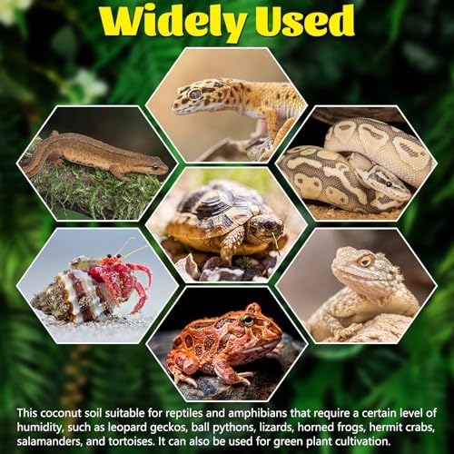 Hamiledyi Reptile Coconut Fiber Substrate Lizards Breathable Coconut Soil Tortoise Habitat Substrate Terrarium Bedding for Snake, Bearded Dragon, Gecko, Horned Frog, Hermit Crab, Tarantulas (2Pack)