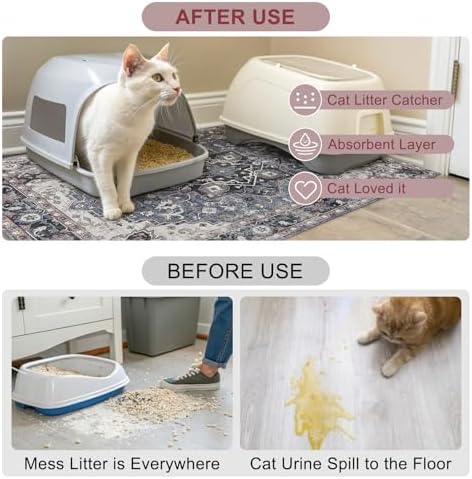 BEAUTYZOO Cat Litter Mat, 32" x 45" Large Litter Trapping Mat, Waterproof