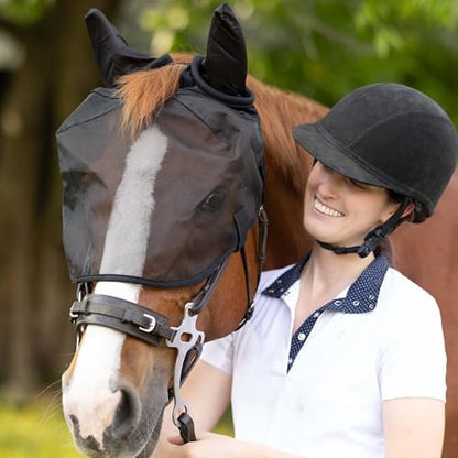 Horze Easy-Attach Bridle Insect and Fly Mask with Ear and Eye Protection - Black - XXL