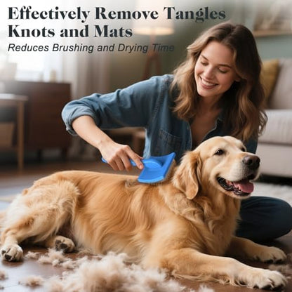 2PCS Slicker Brush for Dogs & Pet Comb,Professional Dog Grooming Brush (Goldendoodles,Poodles,Labradoodles) with Extra Long Pins to Effectively Remove Tangles, Knots and Mats (Blue, Large) (Pack of 2)